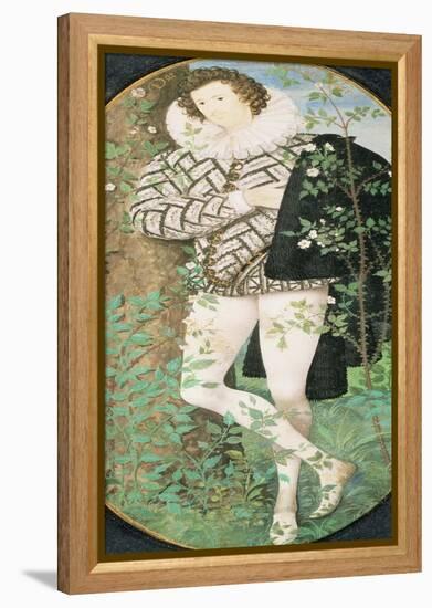 A Young Man Leaning Against a Tree Among Roses-Nicholas Hilliard-Framed Premier Image Canvas