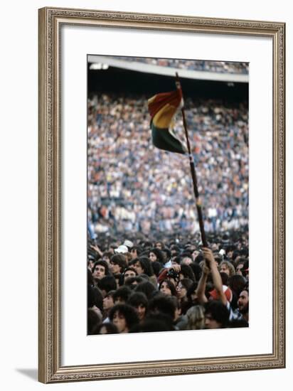 A Young Man Waving the Rasta Flag-null-Framed Photographic Print