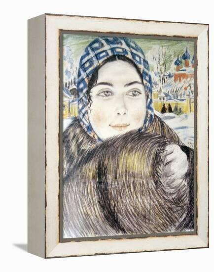 A Young Merchant's Wife in a Checkered Scarf Par Kustodiev, Boris Michaylovich (1878-1927), 1919 --Boris Mikhailovich Kustodiev-Framed Premier Image Canvas