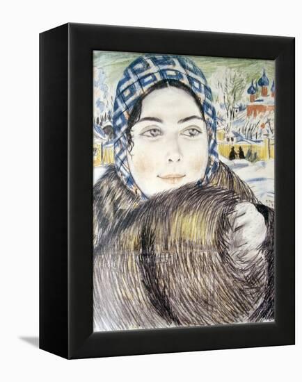 A Young Merchant's Wife in a Checkered Scarf Par Kustodiev, Boris Michaylovich (1878-1927), 1919 --Boris Mikhailovich Kustodiev-Framed Premier Image Canvas