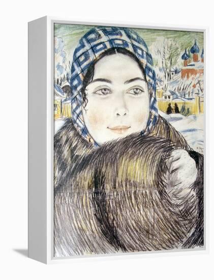 A Young Merchant's Wife in a Checkered Scarf Par Kustodiev, Boris Michaylovich (1878-1927), 1919 --Boris Mikhailovich Kustodiev-Framed Premier Image Canvas