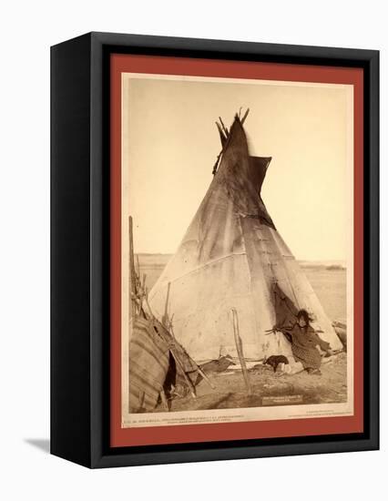 A Young Oglala Girl Sitting in Front of a Tipi-John C. H. Grabill-Framed Premier Image Canvas