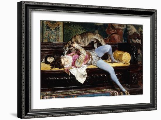 A Young Page, Playing with a Greyhound-Giovanni Boldini-Framed Giclee Print