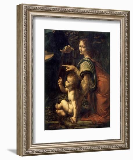 A Young Saint John the Baptist and an Angel, from the Virgin of the Rocks, 1483-86, Detail-Leonardo da Vinci-Framed Giclee Print