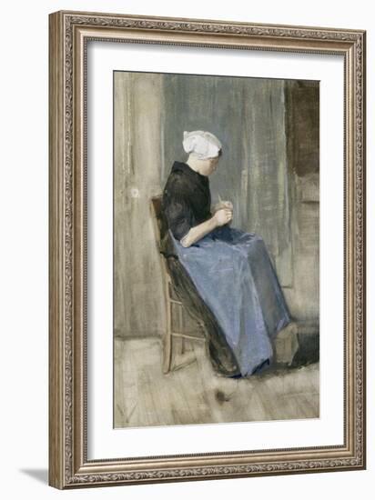 A Young Scheveningen Woman Knitting-Vincent van Gogh-Framed Giclee Print