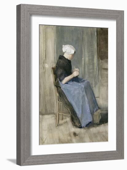 A Young Scheveningen Woman Knitting-Vincent van Gogh-Framed Giclee Print