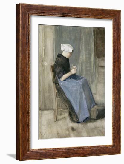 A Young Scheveningen Woman Knitting-Vincent van Gogh-Framed Giclee Print