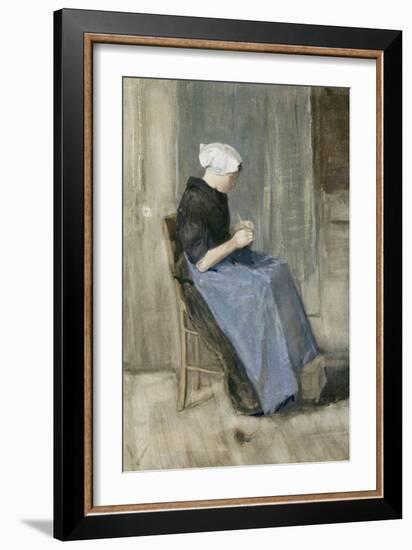 A Young Scheveningen Woman Knitting-Vincent van Gogh-Framed Giclee Print