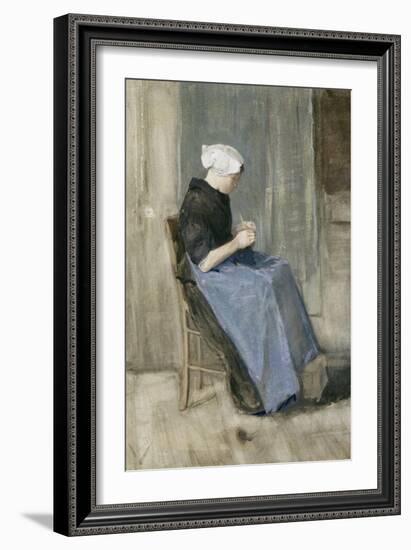 A Young Scheveningen Woman Knitting-Vincent van Gogh-Framed Giclee Print