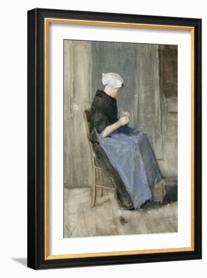 A Young Scheveningen Woman Knitting-Vincent van Gogh-Framed Giclee Print