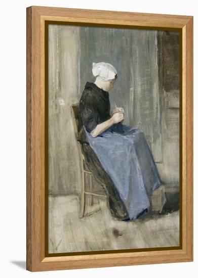 A Young Scheveningen Woman Knitting-Vincent van Gogh-Framed Premier Image Canvas