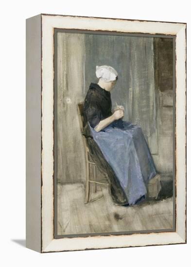 A Young Scheveningen Woman Knitting-Vincent van Gogh-Framed Premier Image Canvas