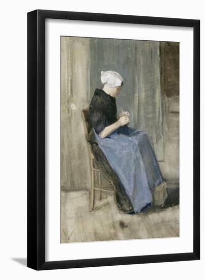 A Young Scheveningen Woman Knitting-Vincent van Gogh-Framed Premium Giclee Print
