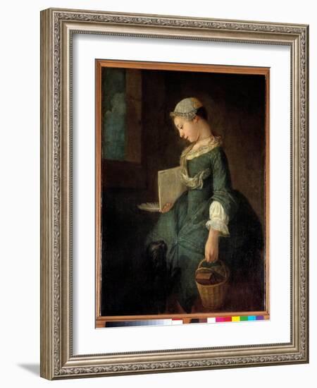 A Young Schoolgirl Painting by Jean Baptiste Simeon Chardin (1699-1779) 18Th Century Saint Petersbu-Jean-Baptiste Simeon Chardin-Framed Giclee Print