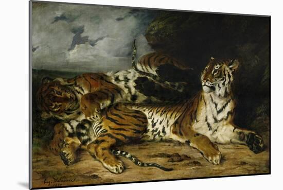 A Young Tiger Playing with Its Mother, 1830-Eugene Delacroix-Mounted Giclee Print