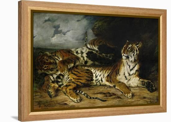 A Young Tiger Playing with Its Mother, 1830-Eugene Delacroix-Framed Premier Image Canvas