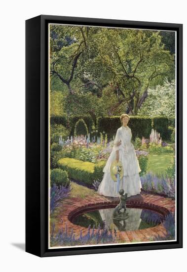 A Young Victorian Woman in an Idyllic Garden-null-Framed Premier Image Canvas