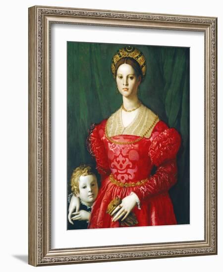 A Young Woman and Her Little Boy, C.1540-Agnolo Bronzino-Framed Giclee Print