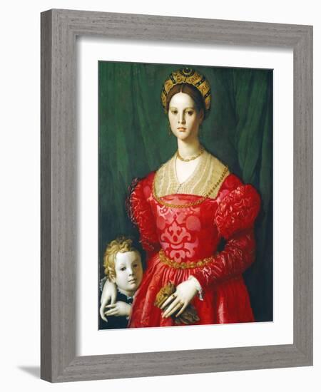 A Young Woman and Her Little Boy, C.1540-Agnolo Bronzino-Framed Giclee Print