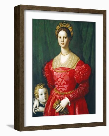 A Young Woman and Her Little Boy, C.1540-Agnolo Bronzino-Framed Giclee Print