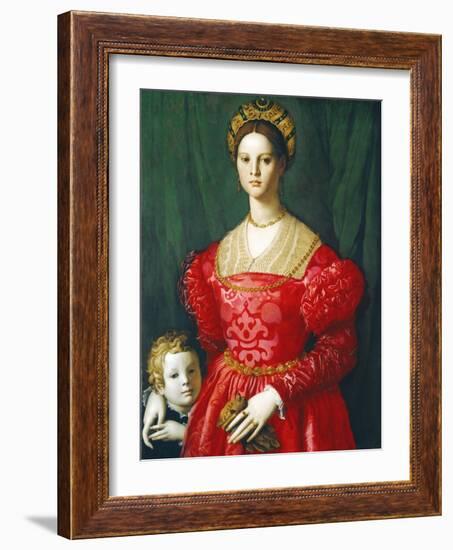 A Young Woman and Her Little Boy, C.1540-Agnolo Bronzino-Framed Giclee Print