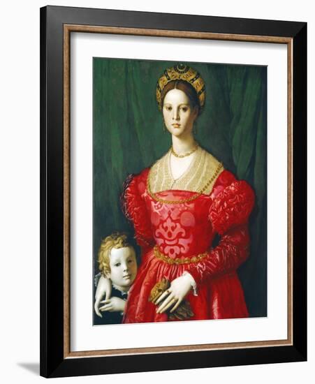 A Young Woman and Her Little Boy, C.1540-Agnolo Bronzino-Framed Giclee Print