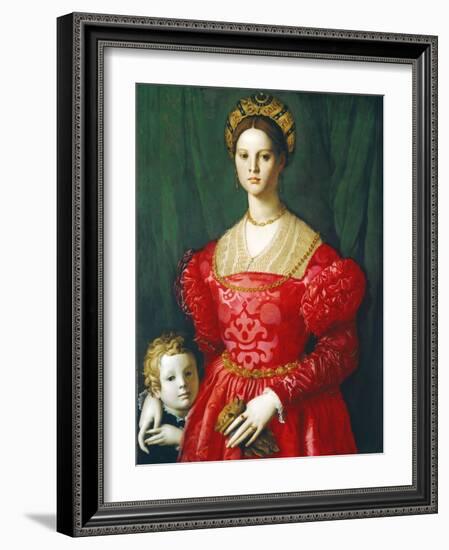 A Young Woman and Her Little Boy, C.1540-Agnolo Bronzino-Framed Giclee Print