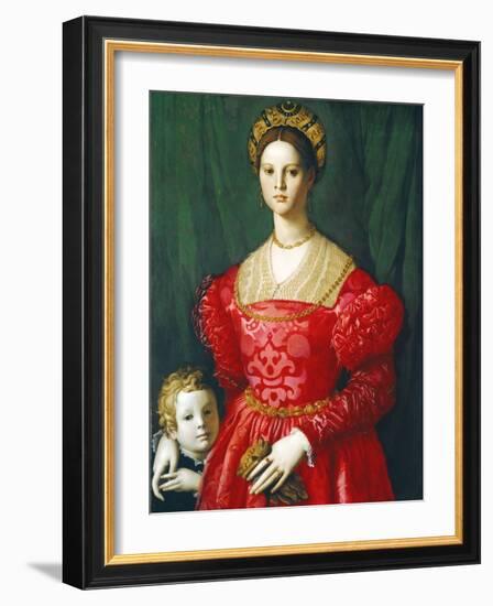 A Young Woman and Her Little Boy, C.1540-Agnolo Bronzino-Framed Giclee Print