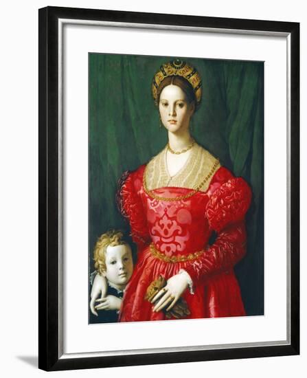 A Young Woman and Her Little Boy, C.1540-Agnolo Bronzino-Framed Giclee Print