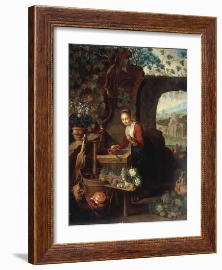 A Young Woman Drawing Water from a Well-Gerrit Dou-Framed Giclee Print