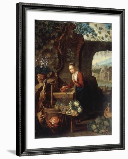 A Young Woman Drawing Water from a Well-Gerrit Dou-Framed Giclee Print