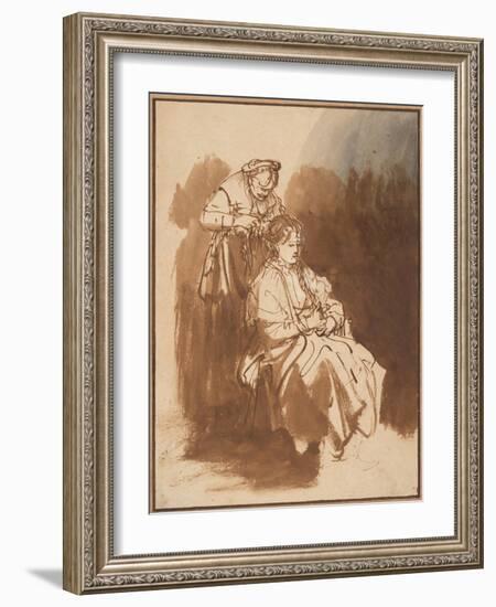 A Young Woman Having Her Hair Braided, Ca 1637-Rembrandt van Rijn-Framed Giclee Print