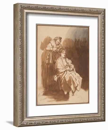 A Young Woman Having Her Hair Braided, Ca 1637-Rembrandt van Rijn-Framed Giclee Print