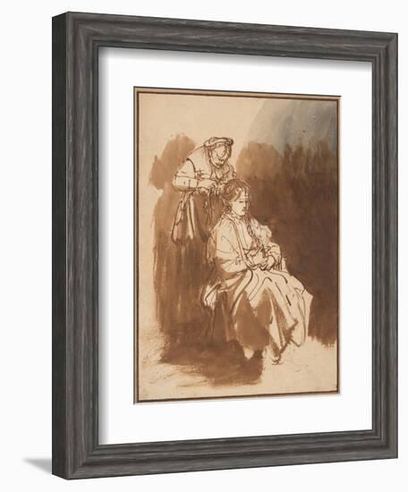 A Young Woman Having Her Hair Braided, Ca 1637-Rembrandt van Rijn-Framed Giclee Print