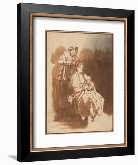 A Young Woman Having Her Hair Braided, Ca 1637-Rembrandt van Rijn-Framed Giclee Print