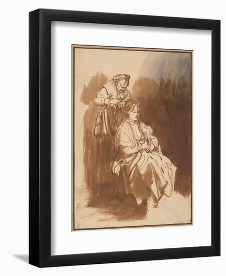 A Young Woman Having Her Hair Braided, Ca 1637-Rembrandt van Rijn-Framed Giclee Print