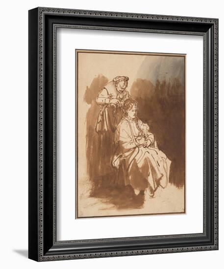 A Young Woman Having Her Hair Braided, Ca 1637-Rembrandt van Rijn-Framed Giclee Print