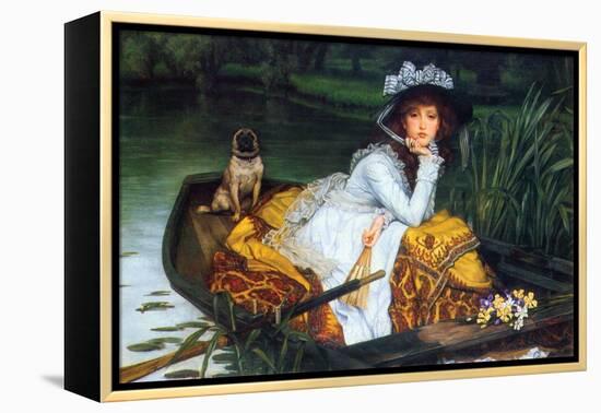 A Young Woman in a Boat-James Tissot-Framed Stretched Canvas