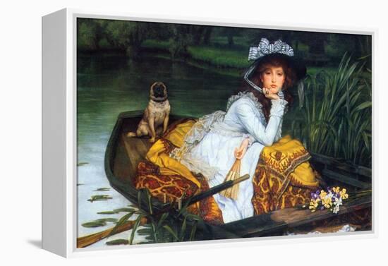 A Young Woman in a Boat-James Tissot-Framed Stretched Canvas