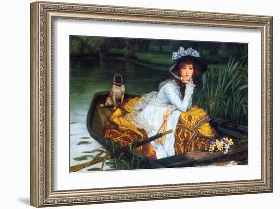 A Young Woman in a Boat-James Tissot-Framed Art Print