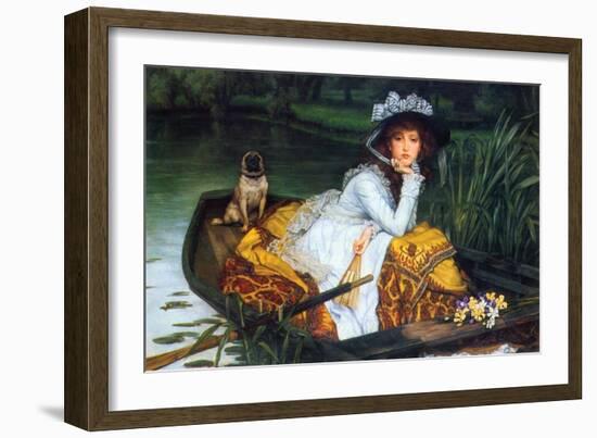 A Young Woman in a Boat-James Tissot-Framed Art Print