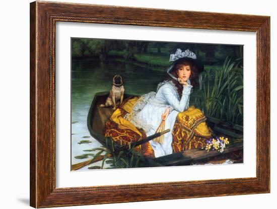 A Young Woman in a Boat-James Tissot-Framed Art Print