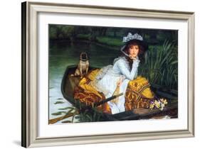 A Young Woman in a Boat-James Tissot-Framed Art Print