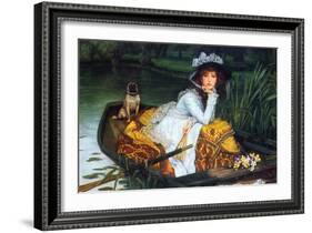 A Young Woman in a Boat-James Tissot-Framed Art Print