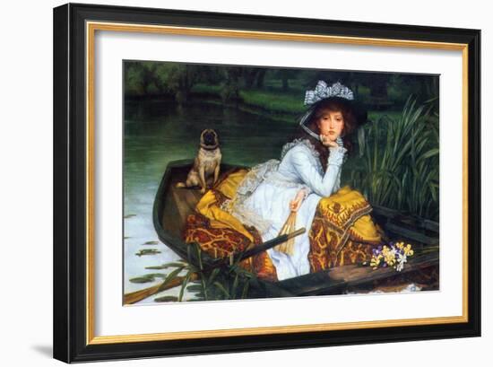 A Young Woman in a Boat-James Tissot-Framed Art Print