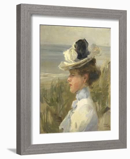 A Young Woman Looking Out over the Sea-Isaac Israels-Framed Art Print