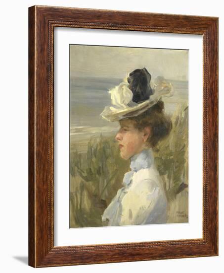 A Young Woman Looking Out over the Sea-Isaac Israels-Framed Art Print