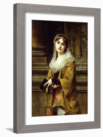 A Young Woman Outside a Church-Charles Louis Lucien Muller-Framed Giclee Print