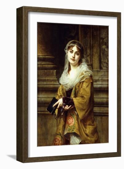 A Young Woman Outside a Church-Charles Louis Lucien Muller-Framed Giclee Print