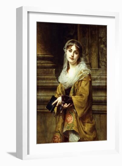 A Young Woman Outside a Church-Charles Louis Lucien Muller-Framed Giclee Print